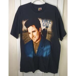 Vtg 90's Vince Gill Tour T Shirt Mens XL Single Stitch Black Graphic Short Sleev